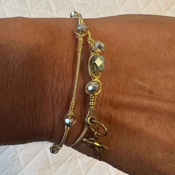 Guitar String Bangles Bracelet Gold Set of Two - Picture 4 of 10